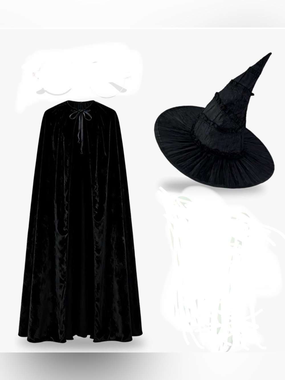 Black Witch Cape and Hat Costume- 

Velvet cape- see pics for size